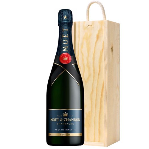 Moet & Chandon Nectar Demi Sec Champagne 75cl In Pine Wooden Gift Box